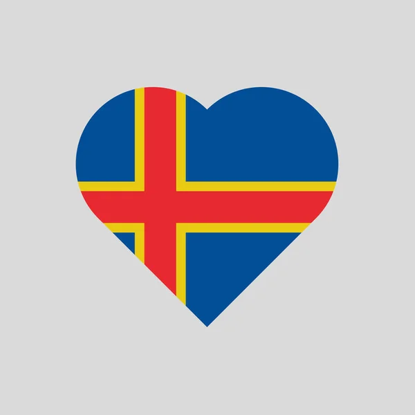 Die Flagge der Aland-Inseln in Herzform — Stockvektor