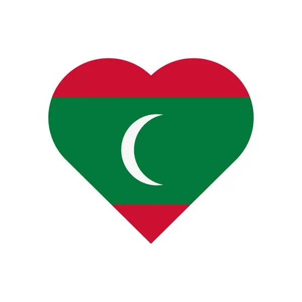 モルディブの国旗をハート型にしたもの — ストックベクタ