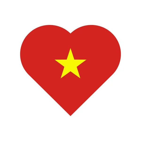 Vietnamská vlajka ve tvaru srdce — Stockový vektor