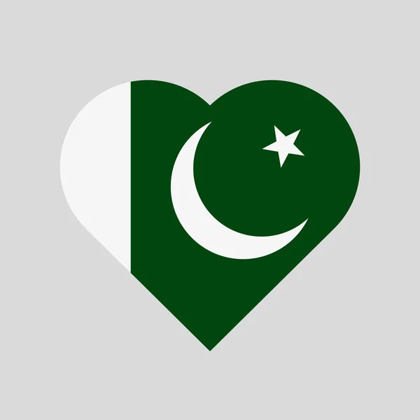 Bandeira do Paquistão em forma de coração — Vetor de Stock
