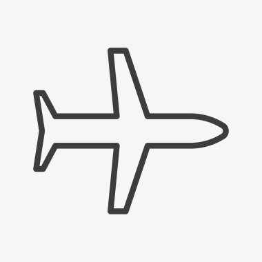 Beyaz arkaplanda uçak ana hatları vektör simgesi