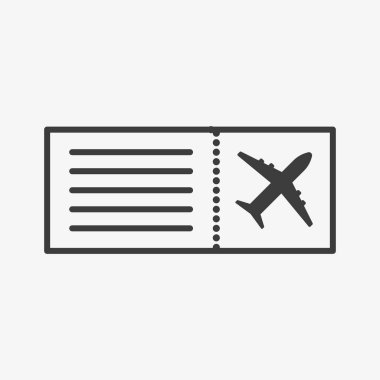 Seyahat bileti vektör simgesi. Uçuş bileti işareti.