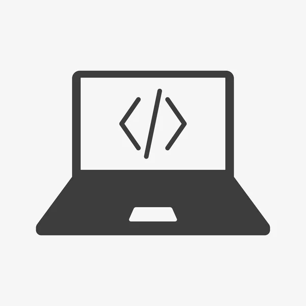 Coding vector icon on laptop screen. Code symbol — Stock Vector