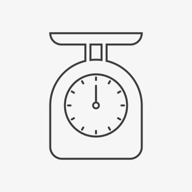 Beyaz arkaplanda yiyecek ölçekli vektör simgesi