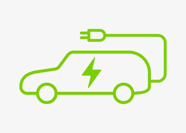 Coche eléctrico con icono de vector de cable de carga de energía — Vector de stock