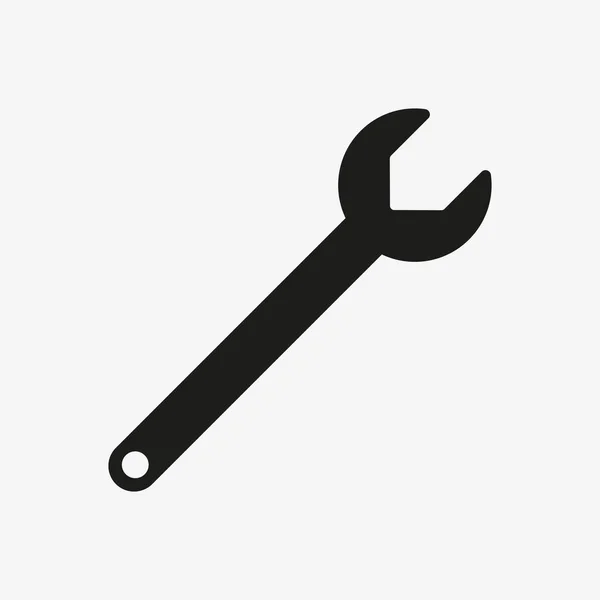 Llave icono vector negro. Herramienta de reparación símbolo — Vector de stock