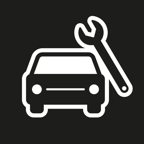 Icono de vector de reparación de coche sobre fondo negro — Vector de stock