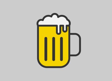 Beyaz arkaplanda bira vektörü simgesi izole edildi