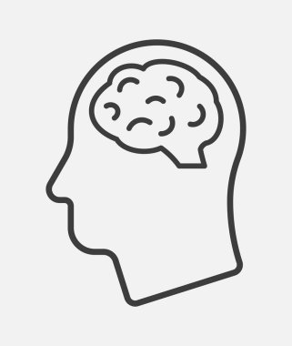 Beyin vektör çizgisi simgesi olan insan kafası