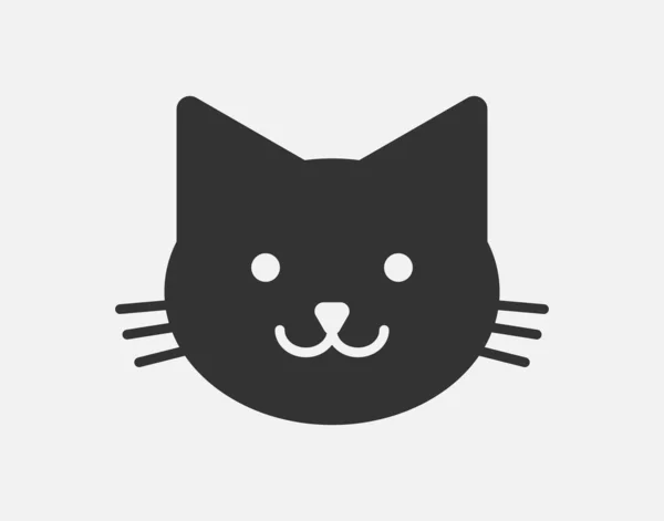 Ikona vektoru kočky. Roztomilé koťátko černé znamení — Stockový vektor