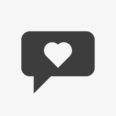 Beyaz arkaplanda izole edilmiş aşk sohbet vektörü simgesi