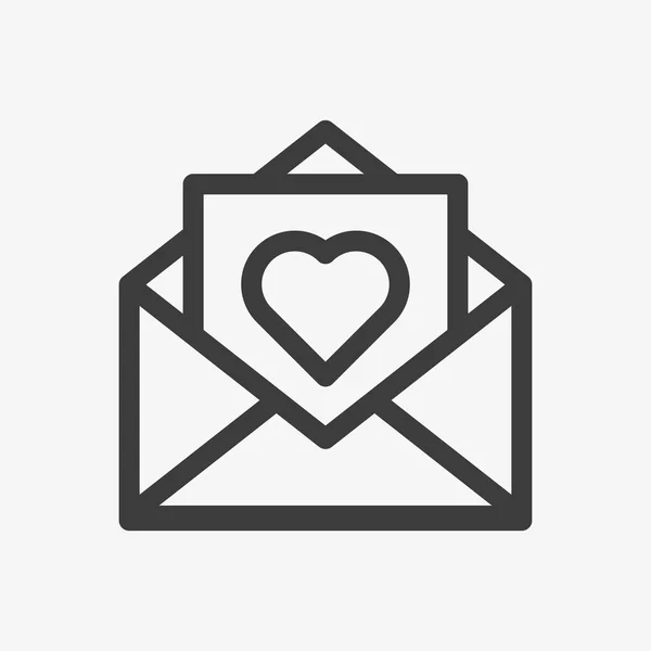 Icono de vector de carta de amor. Carta con signo cardíaco — Vector de stock