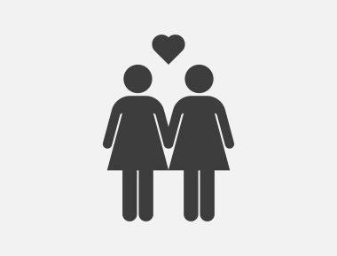 Lezbiyen çift vektör ikonu. Homoseksüel çift işareti