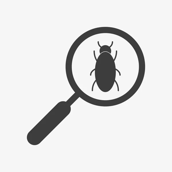 Entomologie-Vektorsymbol. Käfer unter der Lupe — Stockvektor