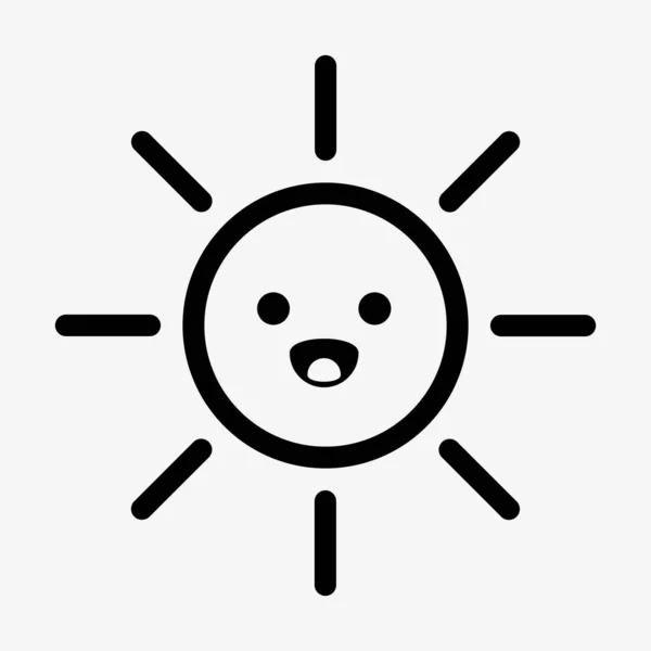 Χαριτωμένο ήλιο με πρόσωπο διάνυσμα εικονίδιο σε λευκό φόντο — Διανυσματικό Αρχείο