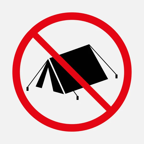 No camping sign. Tent prohibition vector icon — Stock Vector