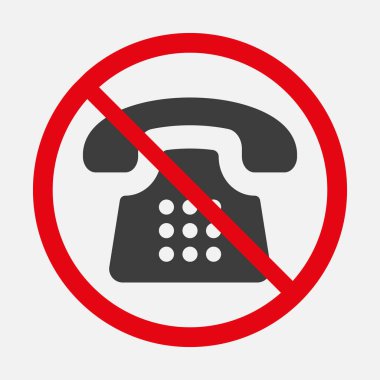 Telefon ikonu yok. Eski telefon vektör yasağı işareti