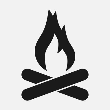 Kamp ateşi siyah vektör simgesi. Şenlik ateşi işareti. Ateş