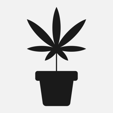 Saksı taşıyıcı ikonunda marihuana. Ot yetiştiriyorum.