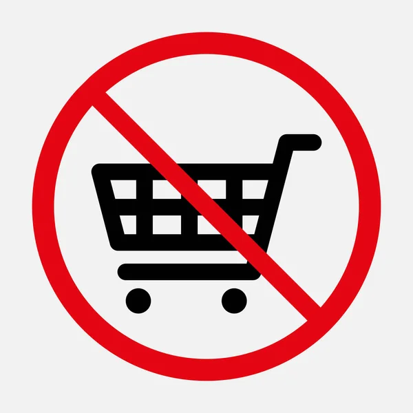 Geen winkelwagenbord. Trolley niet toegestaan vector — Stockvector