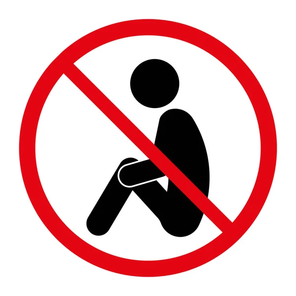 Non sederti sull'icona di terra. Segno di divieto. — Vettoriale Stock