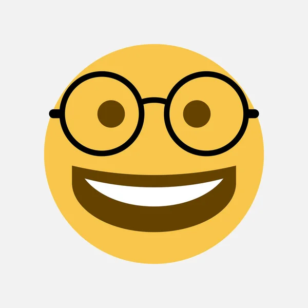 Emoji tertawa dengan ikon gelas bulat - Stok Vektor