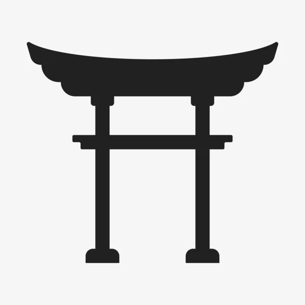 Portail asiatique traditionnel icône sur fond blanc — Image vectorielle