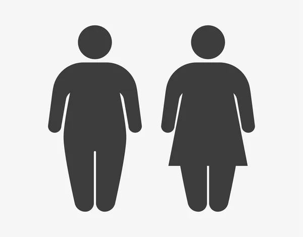 Ikon pasangan gemuk. Vektor pria dan wanita Obese - Stok Vektor