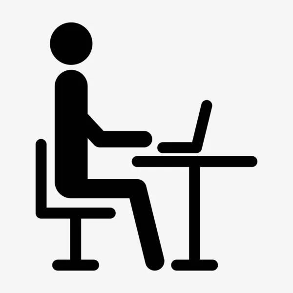 Icono de vector de oficina. Hombre trabajando en la computadora — Archivo Imágenes Vectoriales