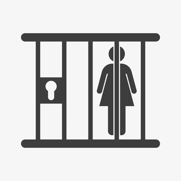 Uma mulher no ícone da prisão. Vetor de cadeia feminino — Vetor de Stock