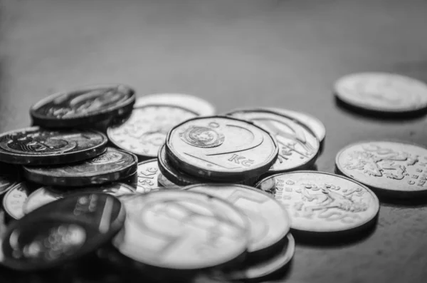 Black and white 2 czech crowns coin close up — Stock Photo, Image