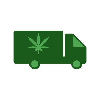 Beyaz arkaplanda esrar kamyonu vektör simgesi