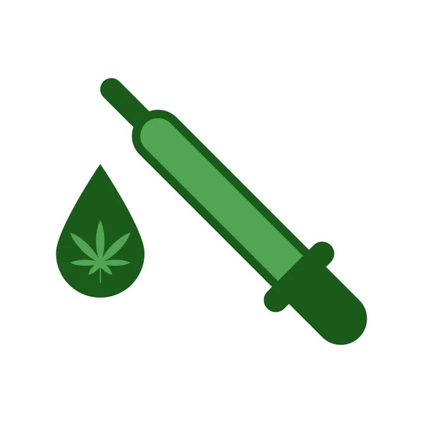 Cannabis dropper vector icono sobre fondo blanco — Vector de stock