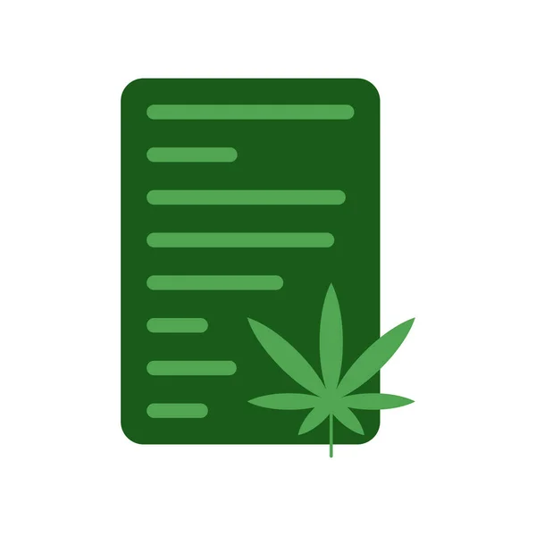 Icono del vector de la prescripción de cannabis. Hierba medicinal — Vector de stock