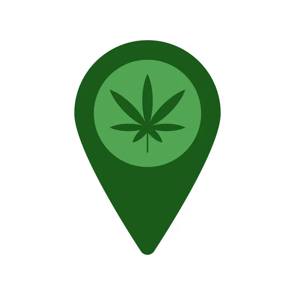 Geolocation tag with weed leaf vector icon — Stock Vector