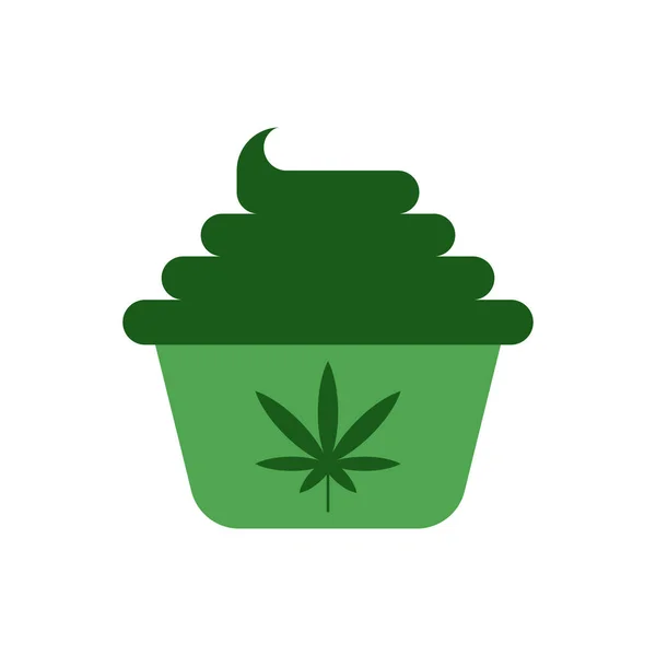 Cannabis cupcake vector icono sobre fondo blanco — Vector de stock