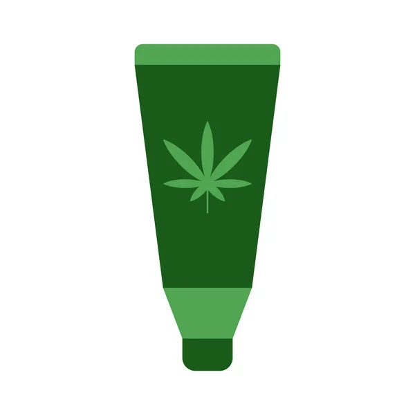 Зеленая зубная паста с векторным значком листа марихуаны — стоковый вектор