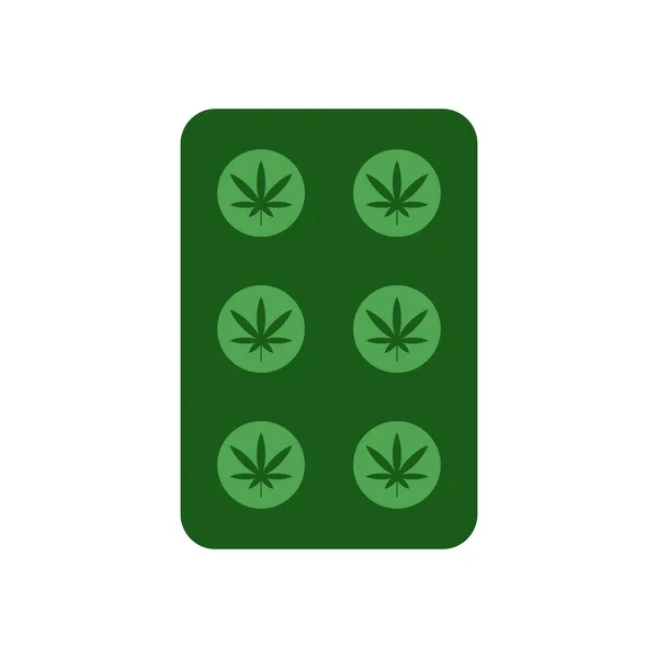 Icono de tabletas de cannabis medicinal sobre fondo blanco — Vector de stock