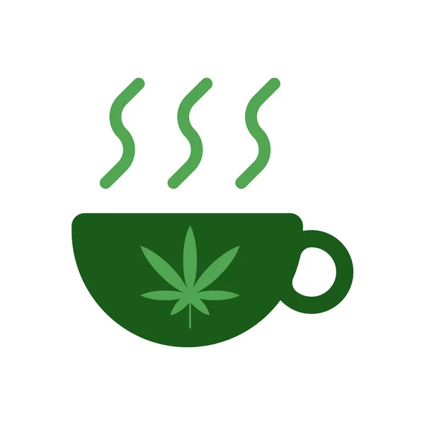 Icona del vettore del tè di cannabis su sfondo bianco — Vettoriale Stock