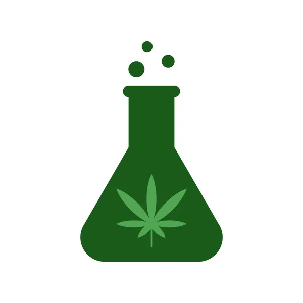 Icono de vector de frasco de cannabis sobre fondo blanco — Vector de stock