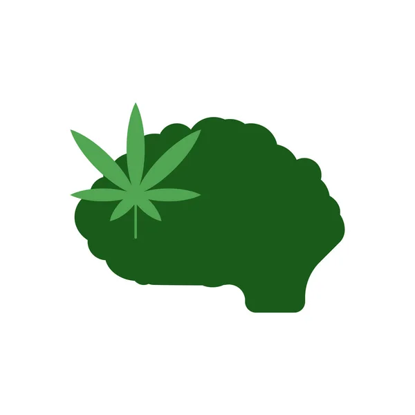 Cannabis icono del vector cerebral sobre fondo blanco — Vector de stock