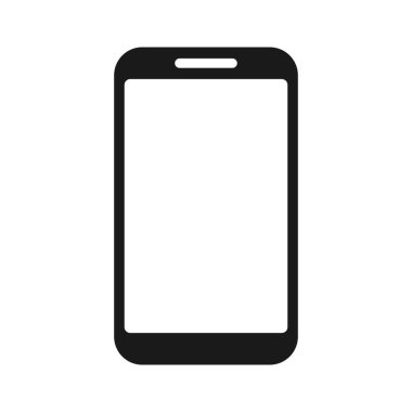 Beyaz arkaplanda akıllı telefon siyah vektör simgesi