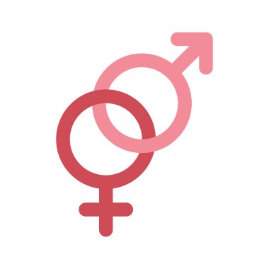 Erkek ve kadın birbirine bağlı kırmızı ve pembe sembol
