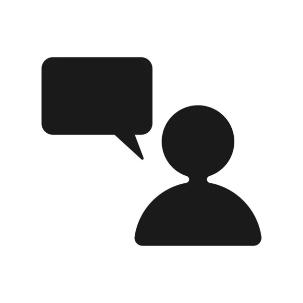 Icono negro de comunicación. Persona y burbuja del habla — Archivo Imágenes Vectoriales