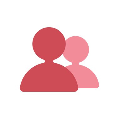 Beyaz arkaplanda iki kişi kırmızı vektör simgesi