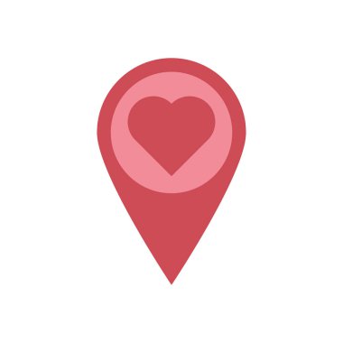 Kalp vektör simgesiyle kırmızı konum etiketi