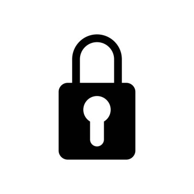 Beyaz arkaplanda kilitlenmiş asma kilit vektör simgesi