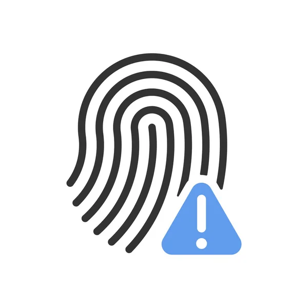 Fingerprint warning black and blue vector icon — Stock Vector