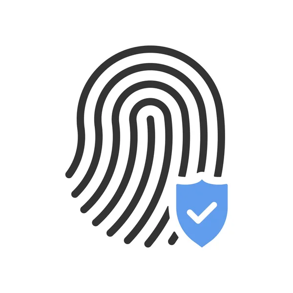 Fingerprint approval black and blue vector icon — Stock Vector