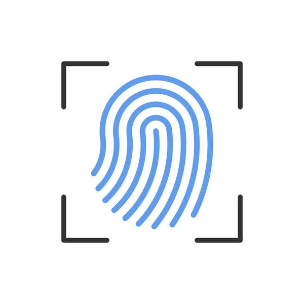 Fingerprint scan black and blue vector icon — Stock Vector